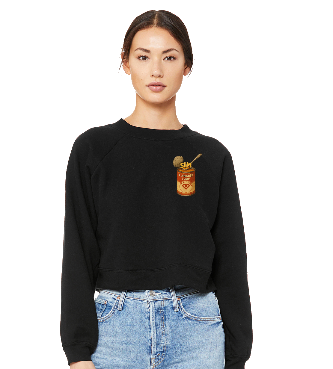 ALPHABET Cropped Ladies' Raglan Pullover Fleece