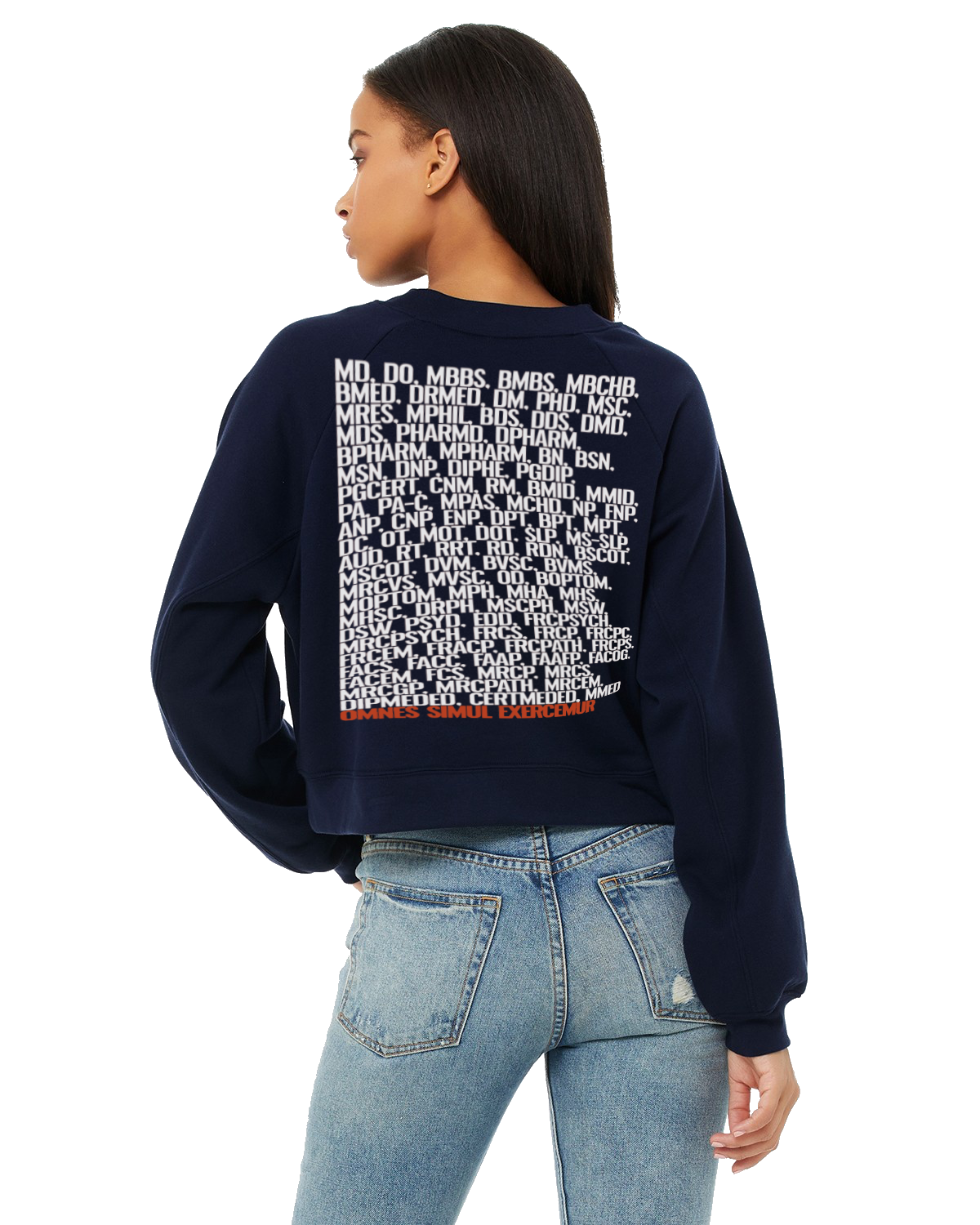 ALPHABET Cropped Ladies' Raglan Pullover Fleece