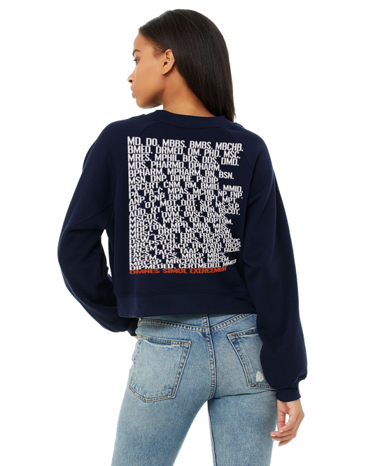 ALPHABET Cropped Ladies' Raglan Pullover Fleece